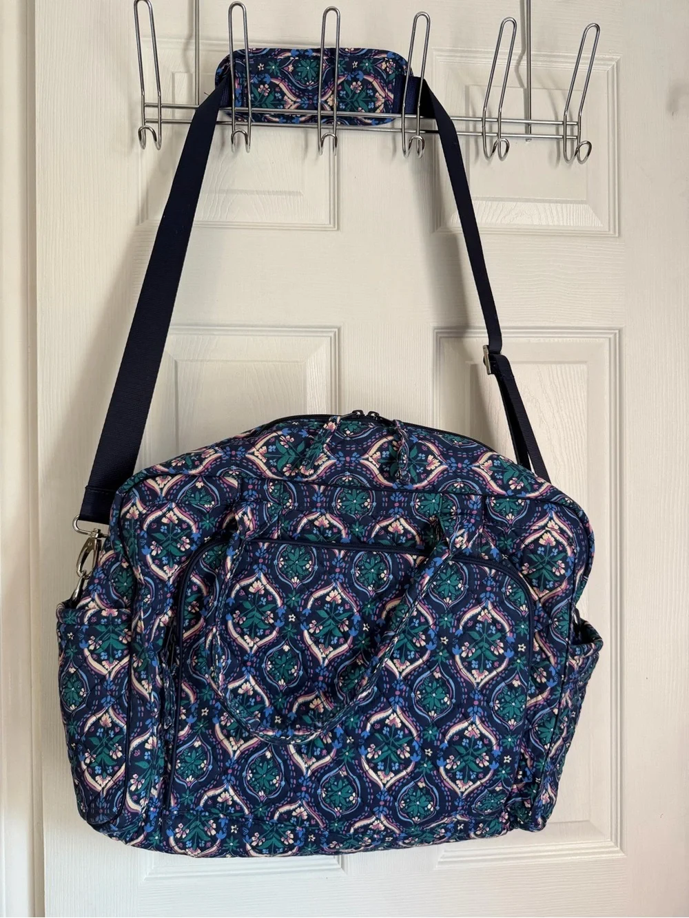 Vera Bradley Navy Teal Floral Quilted Crossbody Diaper Bag